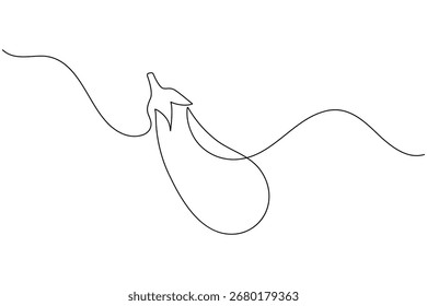 Eggplant continuous one line drawing of vegetable in minimalist style. Perfect for food, organic, and healthy lifestyle design