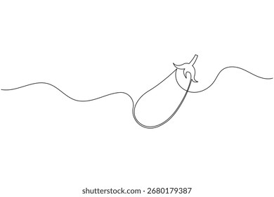 Eggplant continuous one line drawing of vegetable in minimalist style. Perfect for food, organic, and healthy lifestyle design