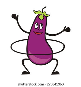 Eggplant cute cartoon vector illustration