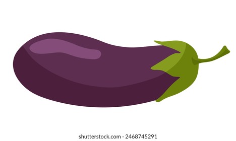 Berenjena, verdura morada oscura. Icono de Vector vegetal. Producto del mercado agrícola. Para el menú, mercado de agricultores, embalaje, impresión de la cocina, etiqueta, Anuncio, cartel, diseño de recetas