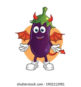 eggplant demon with wings character. cartoon mascot vector