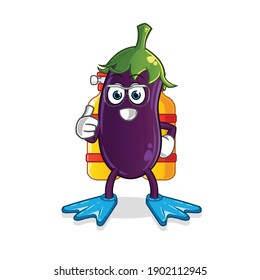 eggplant divers mascot. cartoon vector