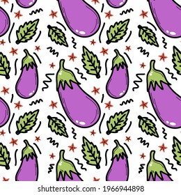 eggplant doddle seamless pattern background