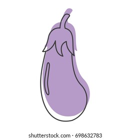 Eggplant doodle icon vector illustration for design and web isolated on white background. Eggplant vector object for labels, logos and advertising