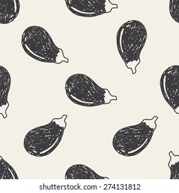 Eggplant doodle seamless pattern background