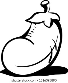 Eggplant drawing, illustration, vector on white background.