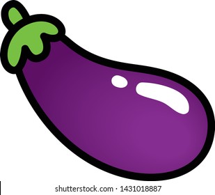 Eggplant emoji icon cartoon drawing symbol. Isolated vector vegetable clipart illustration.