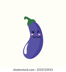 eggplant emoticon. Adorable cute eggplant mascot character. element stock