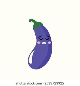 eggplant emoticon. Adorable cute eggplant mascot character. element stock