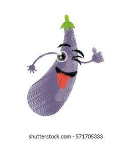 eggplant expressions silly face icon, vector illustration