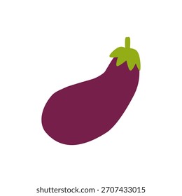 Aubergine, flach, einzeln auf weißem Hintergrund
