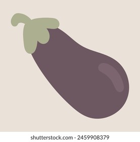 Eggplant in flat design. Natural vegetable from farming garden ranch. Vector illustration isolated.