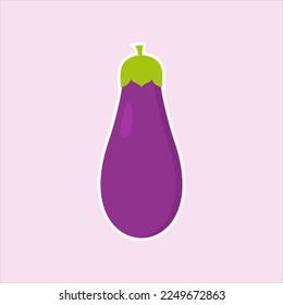 eggplant flat design vector illustration. Vegetarian food. Healthy diet.