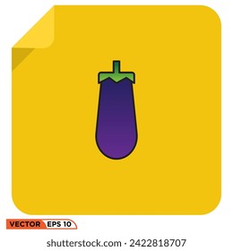 Eggplant flat icon design vector graphic of template, sign and symbol