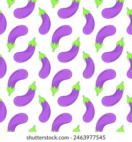 eggplant flat icons seamless pattern