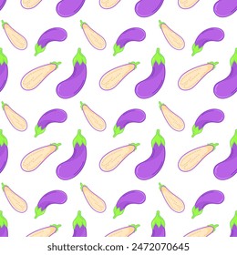 eggplant flat icons seamless pattern