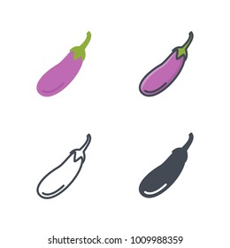 Eggplant flat line solid icon