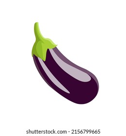 Eggplant flat vector illustration. Aubergine purple Vegetable isolated on white background.