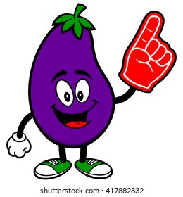 Eggplant with a Foam Finger