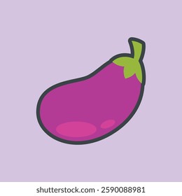 eggplant food with outline flat vector design.