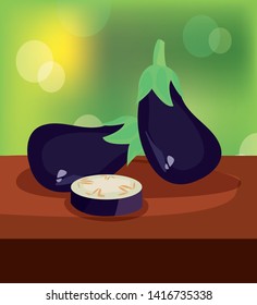 eggplant fresh vegetables icon vector ilustrate