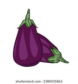 Eggplant Fruit Emoji Vector Design. Art Illustration Agriculture Farm Product.