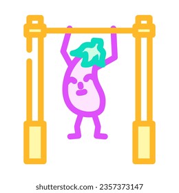 eggplant fruit fitness character color icon vector. eggplant fruit fitness character sign. isolated symbol illustration