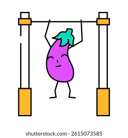 eggplant fruit fitness character line icon vector. eggplant fruit fitness character sign. isolated symbol illustration