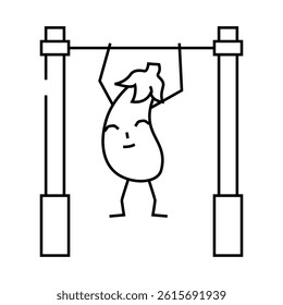 eggplant fruit fitness character line icon vector. eggplant fruit fitness character sign. isolated contour symbol black illustration