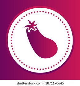 Fruto de berenjena en el estilo de icono de glifo gradiente. Ilustración vectorial fusión del color del icono de berenjena con el fondo aislado en el círculo discontinuo. Formas geométricas coloridas