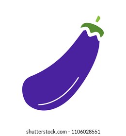 Eggplant glyph color icon. Aubergine. Silhouette symbol on white background with no outline. Negative space. Vector illustration