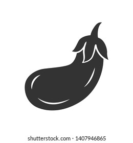 Eggplant glyph icon. Aubergine. Organic food. Agriculture plant. Vegetable farm. Vegetarian and vegan nutrition. Salad ingredient. Silhouette symbol. Negative space. Vector isolated illustration