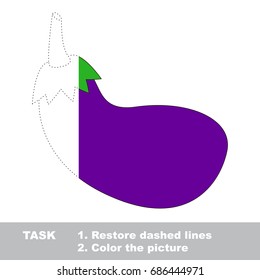 Eggplant. Half Tracing. Dot to dot educational game for kids.