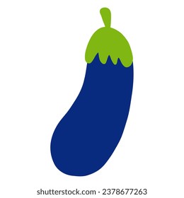 Eggplant. Hand drawn doodle Eggplant. Garden vegetables. Vitamins, caratin, fiber. Stock vector illustration isolated on white background.