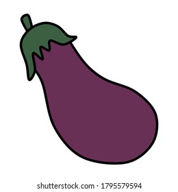 Eggplant. Hand drawn vector illustration in doodle style, isolated on a white background.