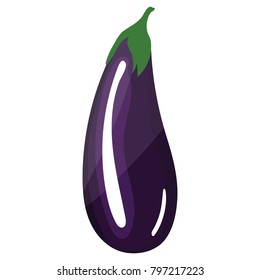 Eggplant  icon. Flat color design. Vector illustration.