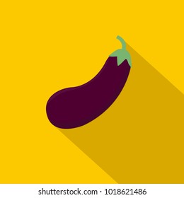 Eggplant icon in flat style isolated vector illustration on yellow transparent background.