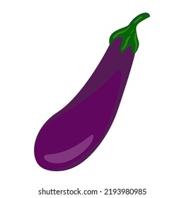 Eggplant icon isolated on a white background. Eggplant Fresh vegetables. Collection of eggplant. Fresh ripe eggplant with green stalks. Vegetarian food. Ripe juicy vegetable. Vector illustration.