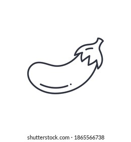 Eggpflanzensymbol, lineare einzelne Illustration, dünne Linie, Webdesign-Zeichen, Umrisssymbol mit bearbeitbarem Strich auf weißem Hintergrund.