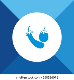 Eggplant Icon on Blue Background. Eps-10.