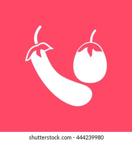 Eggplant icon on magenta color background. Eps-10.