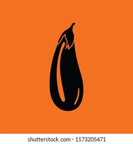 Eggplant  icon. Orange background with black. Vector illustration.