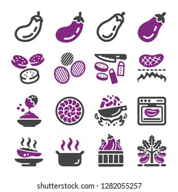 eggplant icon set,vector and illustration