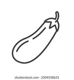 Eggplant icon simple line. Outline style illustration. Symbol logo. Isolated in white.