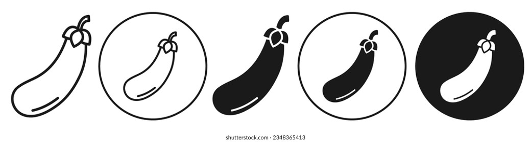 Icono de berenjena. Símbolo de colección de artículos de comida vegetal. Signo vectorial de color violeta o púrpura rojizo de la cocina verdura vegetal en estilo plano