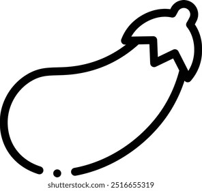 Icono de berenjena. Diseño De Estilo Lineal Delgado Aislado Sobre Fondo Blanco