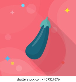 Eggplant  icon, Vector flat long shadow design. EPS10