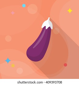 Eggplant  icon, Vector flat long shadow design. EPS10