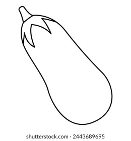 Eggplant Icon Vector - In Line Stroke Design