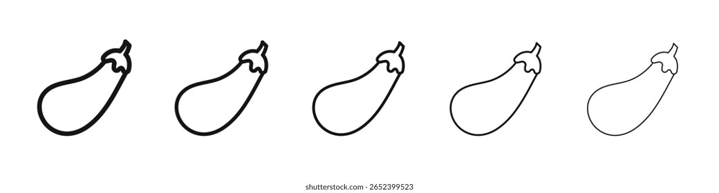 Signo de ilustración de conjunto de contorno de Vector de icono de berenjena